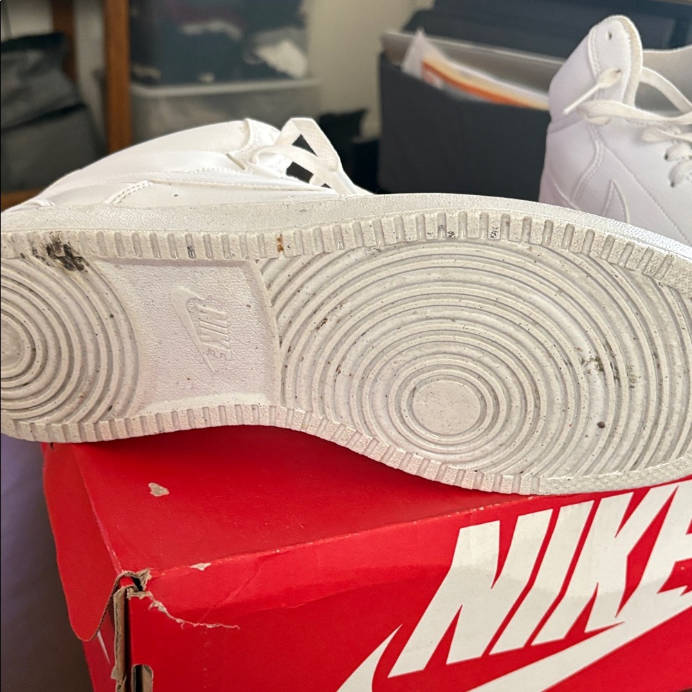 NIKE Men's Court Vision Mid Sneaker White Size 13 like new. Worn 3 times - Picture 3 of 5